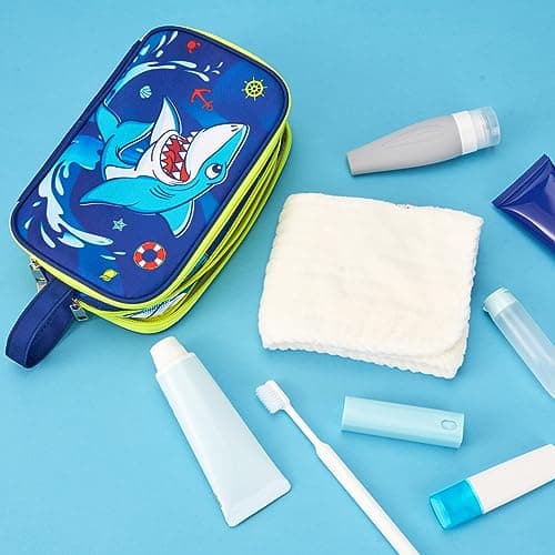 Shark Toiletry Bag - Travel Toiletry Bag Boys Kids Toiletries Travel Bag for Camping Trip Home Water-Resistant Portable Boys Dopp Kit for Birthday Gift Organizer with Mesh Pocket — view 4