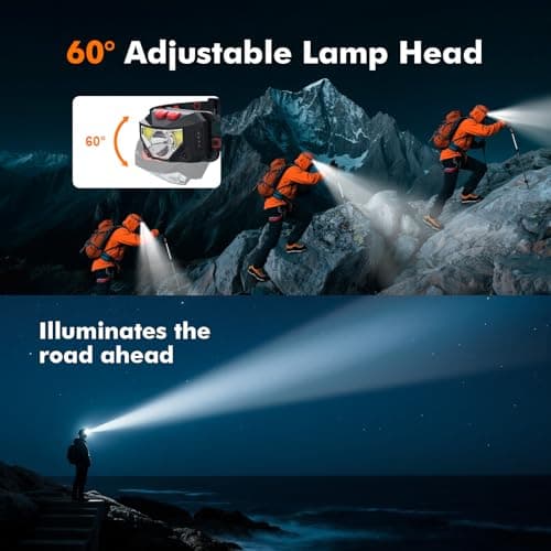 GRIFEMA Rechargeable Head Torch, LED Headlamp with Motion Sensor, 8 Modes — view 5