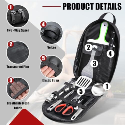 Outdoor Cookware 9-Piece Set Camping BBQ Utensil Kit — view 3
