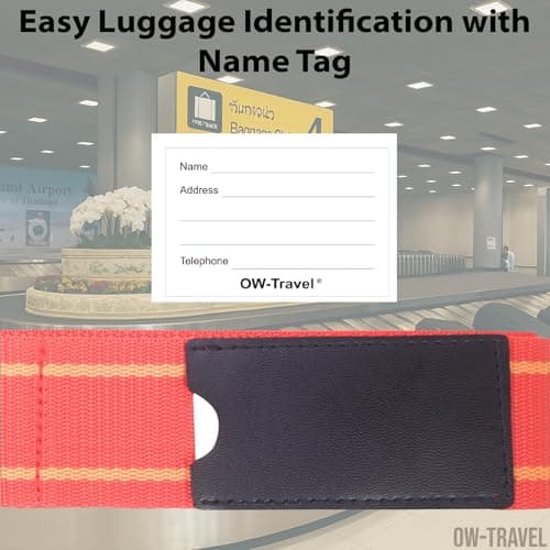 OW-Travel Lockable Luggage Straps for Suitcases with TSA Lock, Red/Yellow — view 6
