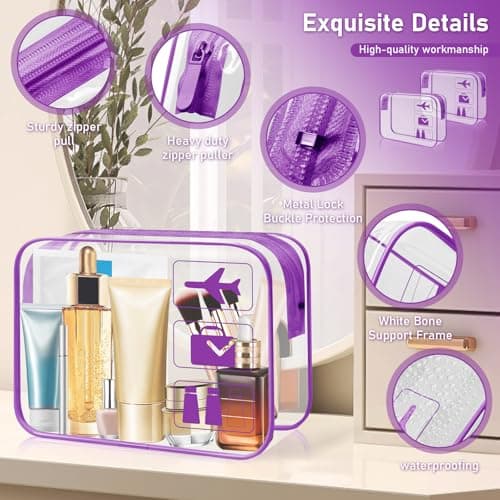 Clear Travel Toiletries Bag 2 Pack TSA Approved Airport Security Liquid Bag — view 3