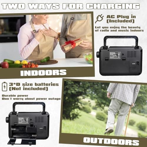 Retekess TR604 Portable Radio, Radios Mains and Battery(Black) — view 5