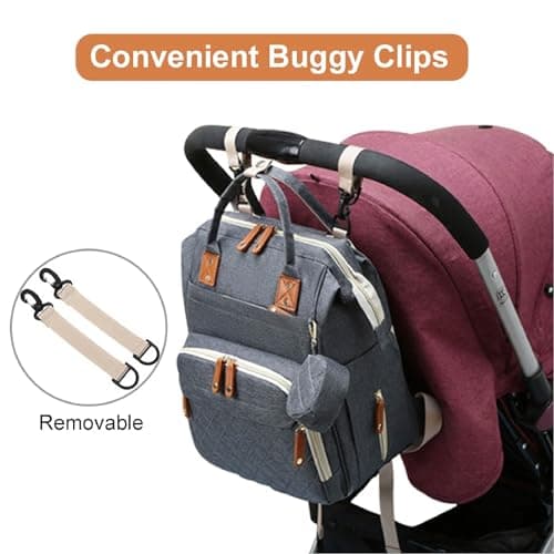 Hushco Lightweight Baby Changing Bag Unisex Backpack Nappy Bags Diaper Travel Bag for Mom and Dad | Pacifier Holder | Stroller/Pram Straps | USB Port (Dark Grey) — view 6