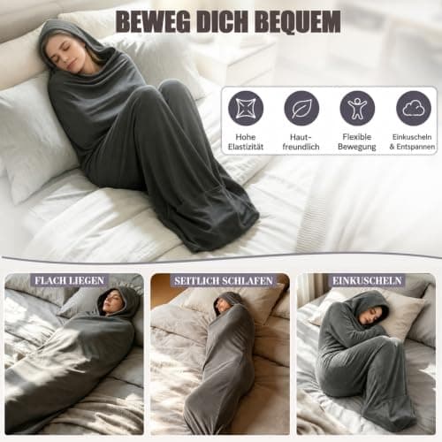 FANGCCC Sleep Pod, 360 Wrap Compression Sleep Sack with Hood and Foot Opening, Soft Breathable Wearable Sleeping Bag, Stretch Sleeping Pod, Wearable Blanket, Sensory Compression Blanket (M) — view 5