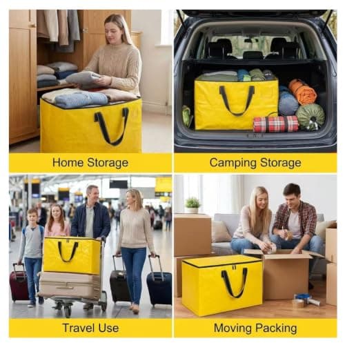 YYing 4PCS Moving Bags with Handles Heavy Duty Storage Bags with zips for Clothes Bedding Pillows Tear-Resistant Reusable Large Packing Bags — view 6