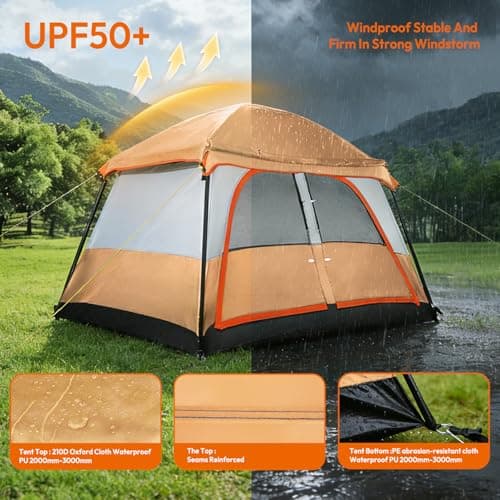 Treeboy bell tents for camping 4 person family large tent waterproof Beige — view 3