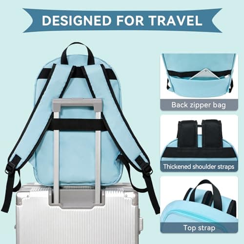 OMOUBOI Laptop Backpack for Men Women Fits 14-15.6 Inch Laptop Lightweight Bookbag School Rucksack Work Bags Anti Theft Casual Daypack for Tennis, Hiking Weekender Travel Business College, Sky Blue — view 5