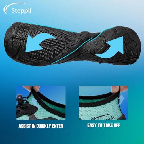 Steppli Aqua Swimming Water Shoes Beach Swim Pool Weitsuit Lightweight Shoes for Men Women Turquoise EU39=UK6.5 — view 4