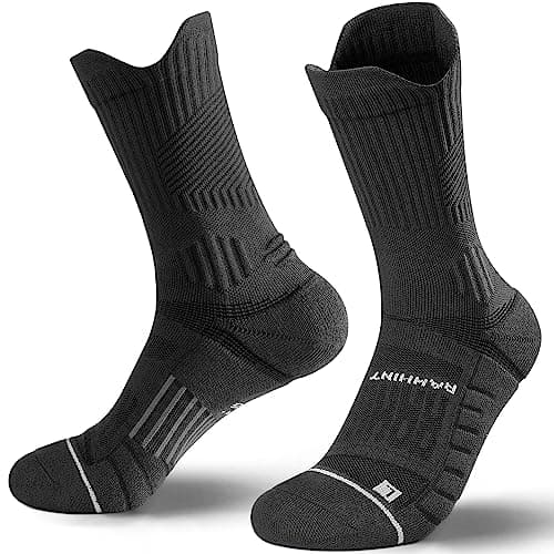 Rahhint Coolmax 3 Pack Compression Running Socks Men Women Anti Blister Socks Walking Socks with TAB Design, Compression Zone, Venting Mesh Network and Arch Support,Black 8-12