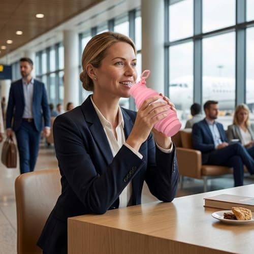 ZISHAN Collapsible Water Bottle, Foldable Water Bottle for Travel and Outdoor Activities, Portable Hydration Solution with Suction Nozzle, Pink Silicone Design Collapsible Cup for Gym and Commuting — view 6