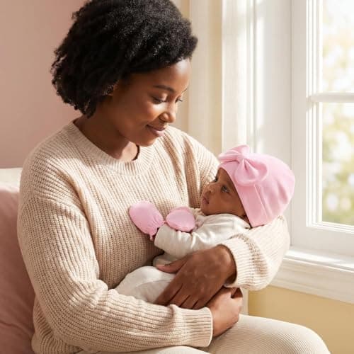 TouKingda Newborn Baby Girls Hat Mittens 2 Pack 0-6 Months Pink — view 5