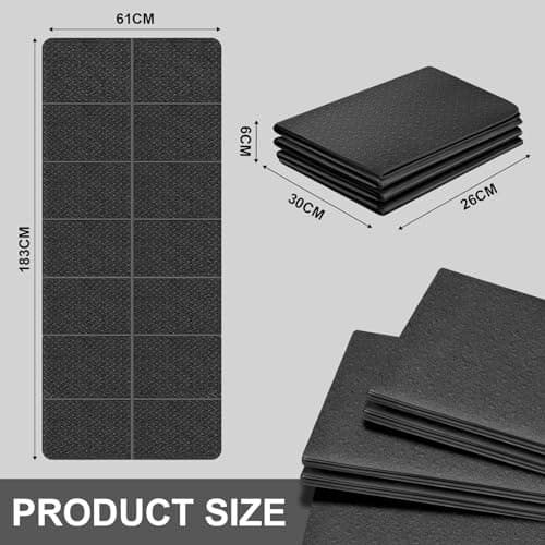 Flintronic Foldable Travel Mat, 4mm Thick Non-Slip TPE Mat for Yoga, Pilates, Fitness, Sports, Training - Black, 183 x 61 x 0.4CM — view 2