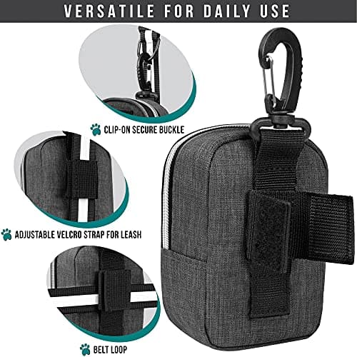 PetAmi Dog Poop Bag Holder for Leash Waste Bag Dispenser Pet Pouch Charcoal — view 4