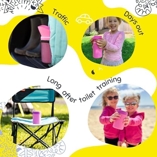 KIDDIWHIZZ Portable Toilet/Travel Potty Holiday Essentials for Kids - Ideal for Potty Training, Camping, Car Journeys & Travel - Unisex Silicone Pee Bottle - Portable & Leakproof - 250ml — view 2