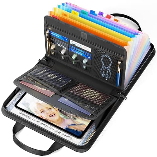 ABC life Important Document Organiser Wallets,13 Pockets A4 Fireproof Expanding File Folder with Handle, Accordion Travel Certificate Storage Organizer, Waterproof Paperwork Receipt Folders