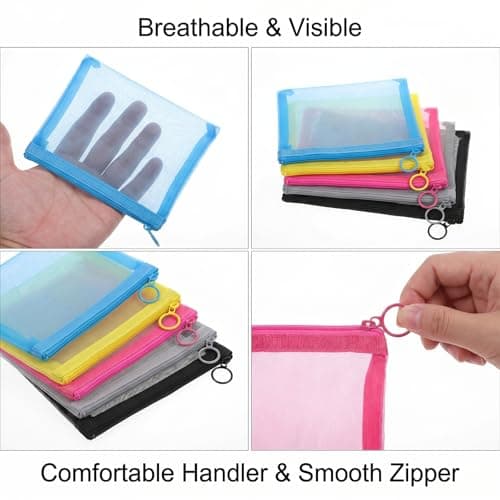 Shimmeroo 5 Pack Small Zip Pouch 5 x 4 Mesh Travel Toiletry Bag — view 3