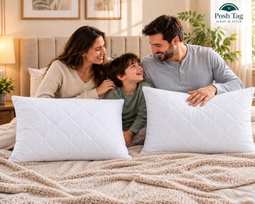 Posh Tag Pillows 8 Pack Hotel Quality - Quilted Cover, Soft Hollowfibre Filling & Hypoallergenic Down Alternative Bed Pillows for Back, Side & Stomach Sleepers – Plush & Supportive — view 5