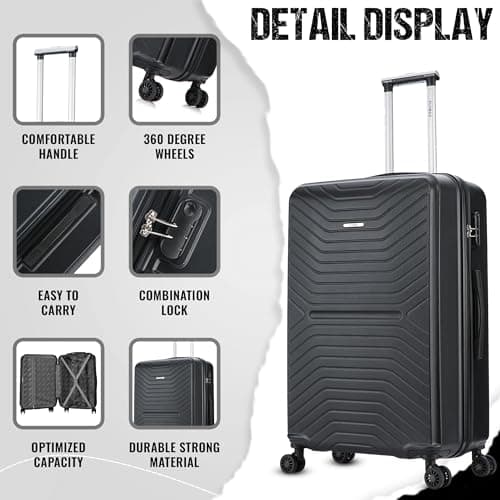FLYMAX 29" Large Suitcase 4 Wheel Lightweight Luggage Hard Shell Travel Case Hold Check in Fits 23kg - 27kg + 3 Digit Lock Suitcase Large + Telescopic Handle 100 Litre Capacity — view 4