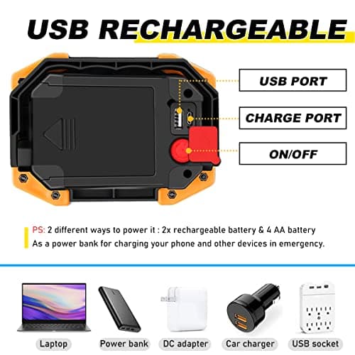 Edasion 30W LED Work Light Rechargeable COB Floodlight Super Bright 2000LM Portable Light Outdoor USB Battery Security Light Waterproof for Camping Fishing Hiking Car Garage BBQ — view 4