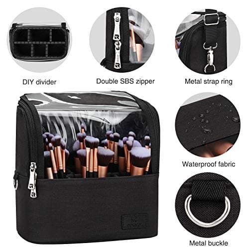 Relavel Professional Cosmetic Case Makeup Brush Organizer with Belt Strap Holder Multi Functional Cosmetic Bag for Travel Home Gift — view 4