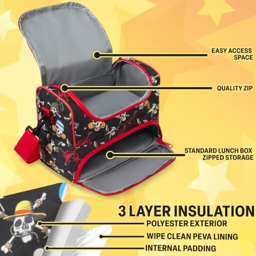 Get Trend One Piece Insulated Boys Lunch Bag with Compartments, Cooler Bag for Kids Lunch Box & Snacks, Food Carrier for School Travel & Picnics, School Supplies Anime Manga Gifts for Boys — view 5