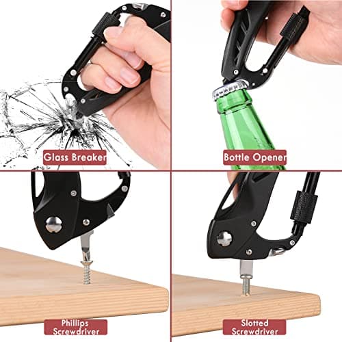 Xnourney 7 in 1 Multitool,Window Breaker and Screwdriver for Men,EDC Locking Carabiner,Birthday Gifts for Men,Keychain with Bottle Opener,Survival Gear Pocket Tool for Outdoor Camping — view 5