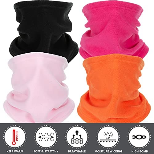 Zollen 4/3/1 Pack Neck Warmer Snood for Men Women Unisex Fleece Winter Neck Gaiter Windproof Bandana Adjustable Face Covering Scarf for Skiing Motorcycle Outdoor Sports Running Cycling — view 2