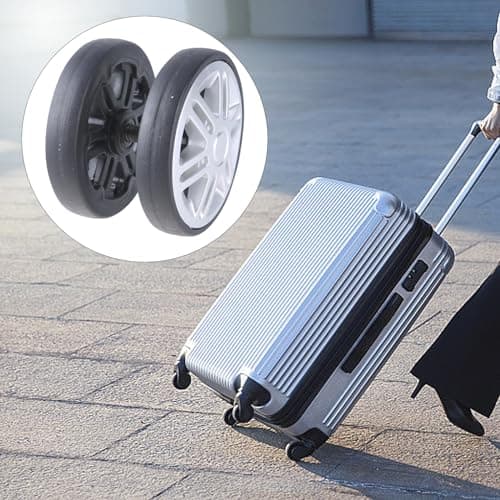 FACAILUO 8Pcs Luggage Replacement Wheels, 60mm Double, Plastic, Silver, Suitable for All Wheeled Suitcases, Easy Installation, 360 Degree Rotation — view 2