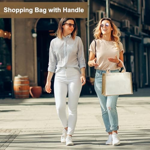 SHILIPAIJC 6pcs Plain Tote Bags, Jute Bags Shopping Bag Beach Bag — view 2