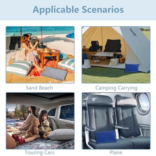 RRICHH 2Pcs Inflatable Pillow Blow up 34 * 22cm Christmas Soft Water Resistant Portable Beach Sunbed Pillows Xmas Gifts Air Inflatable Neck Pillow for Camping Traveling Fishing Airplane Car Office — view 5