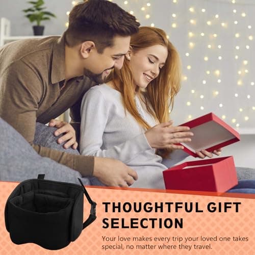 Marjoramy Travel Pillow for Airplane,Plane Pillow with 3D Eye Mask for Sleeping, 360°Support Airplane Head Strap for Long Flight,Stop Bobblehead, Travel Essential,Black — view 5