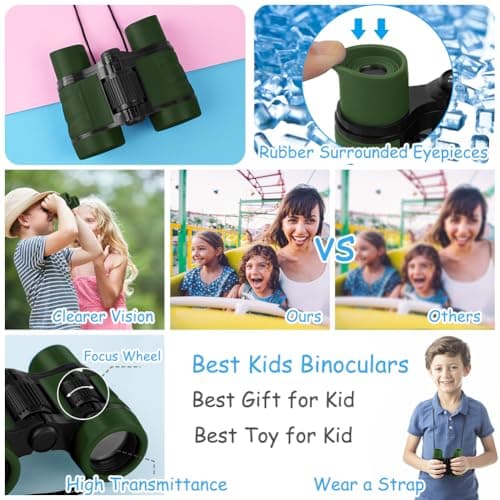 OSDUE Kids Telescope Outdoor Toys, 4x30 High Resolution Binoculars for Kids Educational Learning, Sports & Outside Play, Gifts for Age 3-12 Boys & Girls (Army Green) — view 6