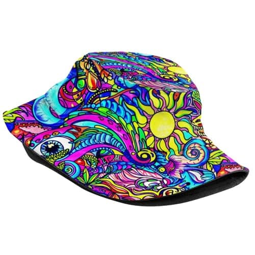 Unisex Trendy Bucket Hat - Summer Beach Hat with Comfortable Packable Outdoor Travel Sun Protection for Women, Men & Teens, Psychedelic Trippy Art, One size — view 2