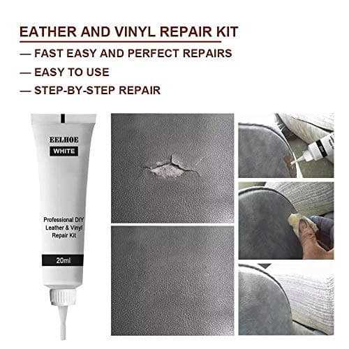 Vinyl Repair Kit,Black/White Leather and Vinyl Repair Kit, Leather Repair Kit, Furniture Repair Kit, Leather Scratch Repair for Refurbishing for Upholstery, Jacket,Couch, Boat, Car Seats (White) — view 2