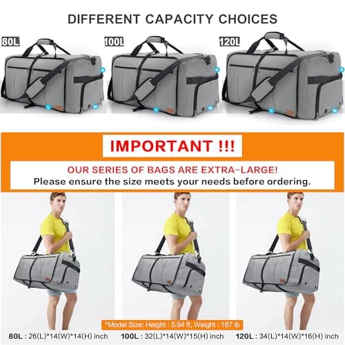 Urtala Travel Duffel Bag for Men & Women, with Shoe Compartment, 120L — view 5