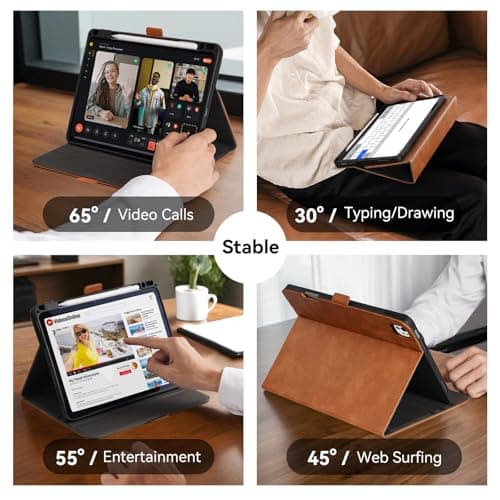 AsileCuir Case for iPad Pro 13 Inch M5/M4 (2025/2024), Brown — view 3