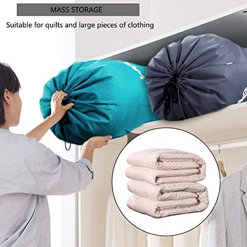 IHOMAGIC Set of 2 Large Foldable Laundry Bag Storage Bag with Nylon Rope 120 g Lightweight Portable Bag for Dirty Clothes 90 L in Bedrooms, Hotels, Dormitories, Travel, Blue+Grey Smile — view 4