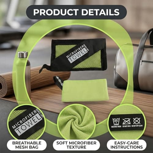 Tabanzhe Quick Dry Microfibre Towel – Lightweight & Super Absorbent Travel & Gym Towel Compact Beach Towel for Sports Swimming Yoga Camping Hiking(Dark Green, 30x30cm) — view 3