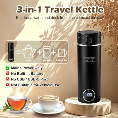 Portable Travel Kettle 500ml, Electric Kettle with 6 Temperature Settings — view 2