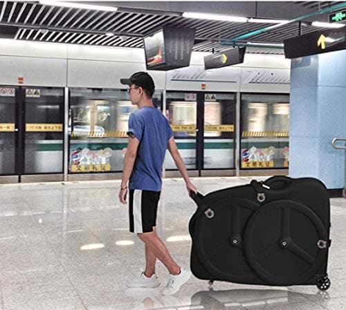 LYzpf Folding Bike Bag Box Case Bicycle Travel Carrier for Flights With Wheels Car Train Trip Hard Shell Loading Transport — view 3