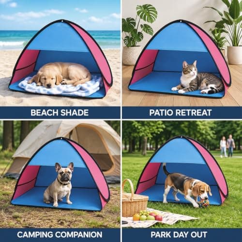 Pop Up Beach Tent UPF50+ Sun Shade Shelter Mini Personal Sun Shelter Portable with Quick Setup for Outdoor Camping Picnic Pets Mesh Beach Ten (Red and Blue) — view 5