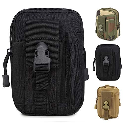 ZhaoCo Multi-Purpose Poly Tool Holder, Tactical Molle EDC Pouch Utility Gadget Belt Waist Bag with Cell Phone Holster for Sports Hiking Camping - Black