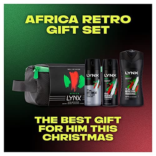 Lynx Africa Retro Limited Edition Trio Anti-Perspirant Deodorant for Men 48 hr Fragrance & Body Spray with Shower Gel with Wash bag Gift Set For Men 3 piece — view 4