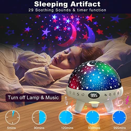 YACHANCE Kids Night Light Projector with White Noise Machine Baby,29 Soothing Sounds Star Projector Sensory Lights Toys for Children Boy Girls Gifts Baby Sound Machine with Timer and Remote — view 2