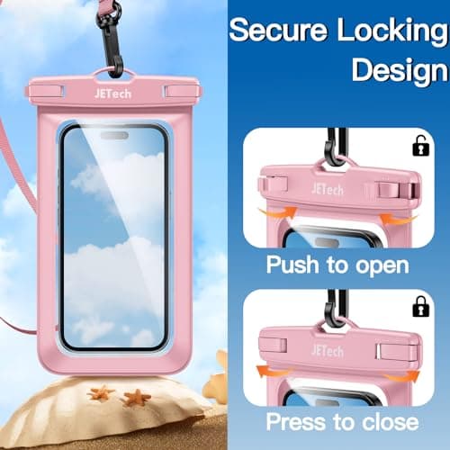 JETech IPX8 Waterproof Phone Pouch, Dry Bag, Black+Pink, 2-Pack — view 6