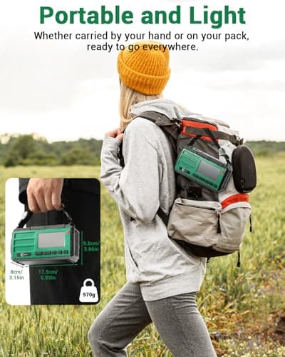 Esky 10000mAh Wind Up Radio, AM/FM Portable Rechargeable Emergency Radio, Flashlight, Reading Lamp, SOS Alarm & Compass, USB/Solar/Hand Crank Charging for Camping, Outdoor, Power Outage, as Gift — view 6