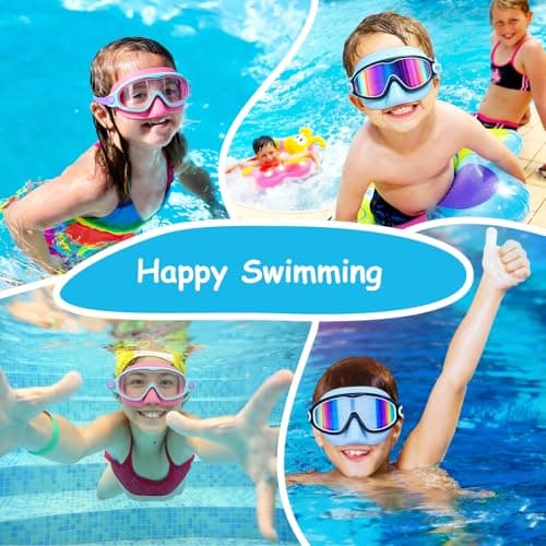 MKEOIEAU 2PCS Kids Swimming Goggles with Nose Cover, Wide View Adjustable Anti-Fog UV Protection Swim Goggle for 3-15 Boys Girls Youth — view 6