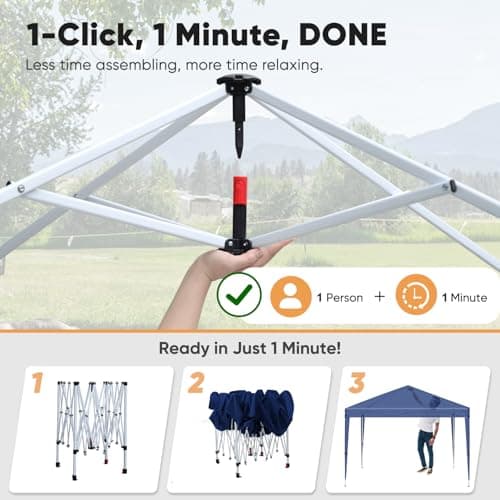Sekey Pop Up Gazebo with Sides 3m x 3m, Heavy Duty Gazebo with Carry Bag, Instant Setup, Waterproof 1000mm - Marquee Garden Party Tent Outdoor, Navy — view 2