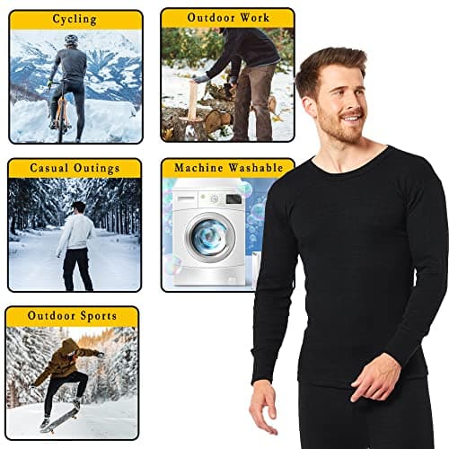 Heatwave® Pack of 2 Men's Thermal Long Sleeve Top, Warm Underwear Baselayer, S M L XL XXL Thermals, Large Black — view 4