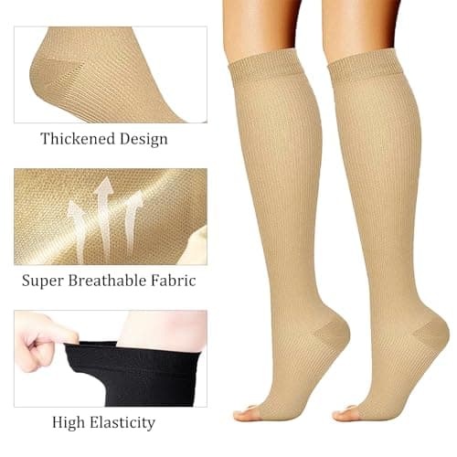 KEYRI 3 Pairs Flight Compression Socks, Toeless Support Socks Open Toe — view 3